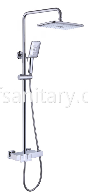 Chrome Shower Mixer Set With Shelf Piano Button